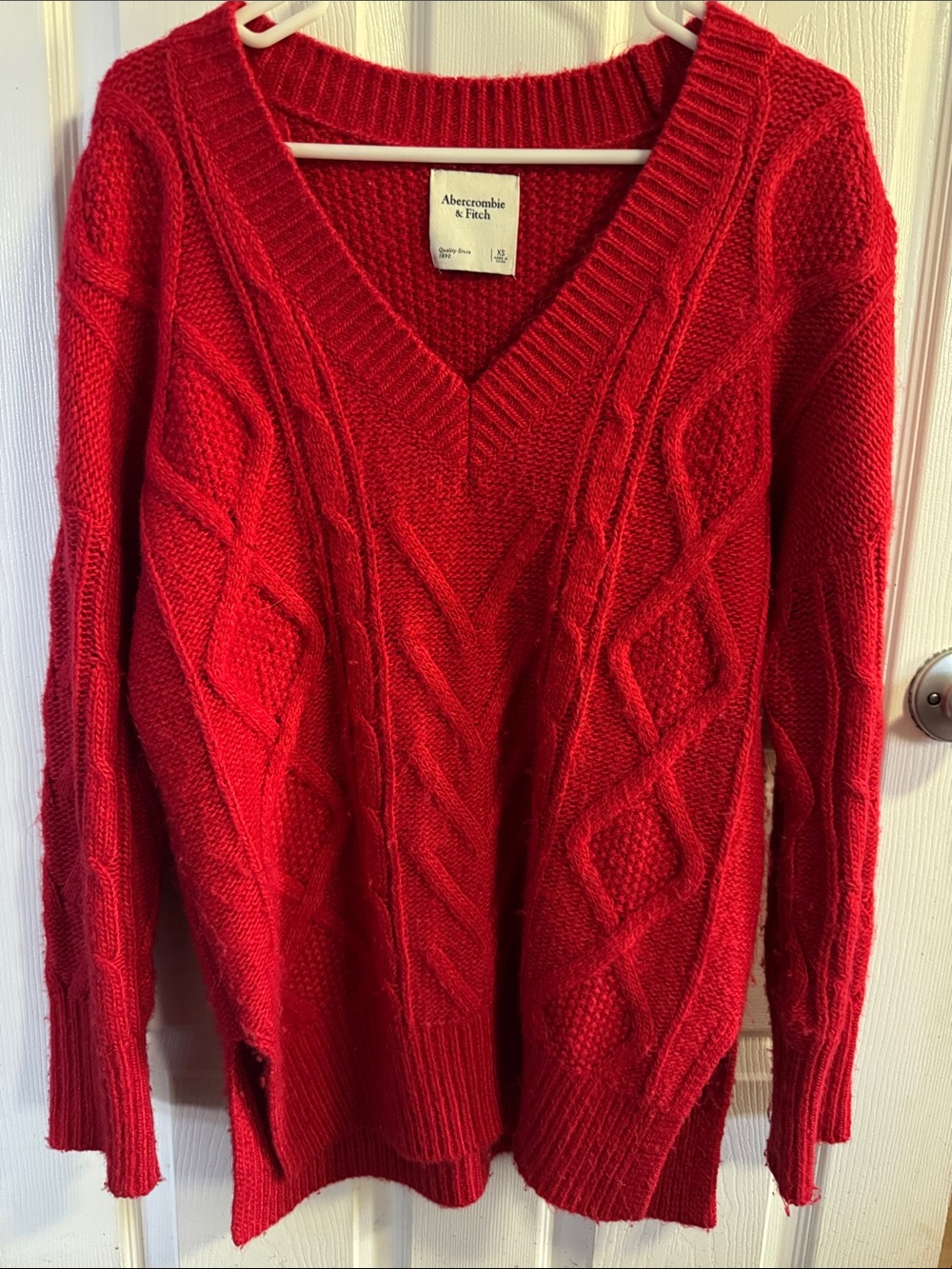 Abercrombie & Fitch Red Cable Knit oversized sweater